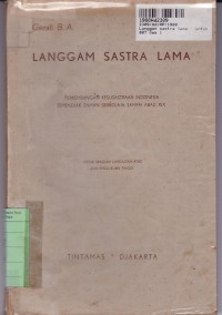 Langgam Sastra Lama: untuk SLA dan Perguruan Tinggi