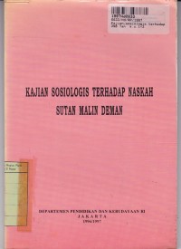 Kajian Sosiologis Terhadap Naskah Sutan Malin Deman