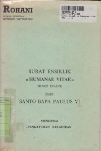 Surat Ensiklik Humanae vitae [Hidup insani] dari Santo Paulus VI Mengenai Pengaturan Kelahiran