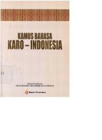 Image of Kamus Bahasa Karo - Indonesia